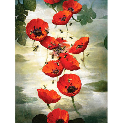 Ink Safflower - Full Round Drill Diamond Painting 30*40CM