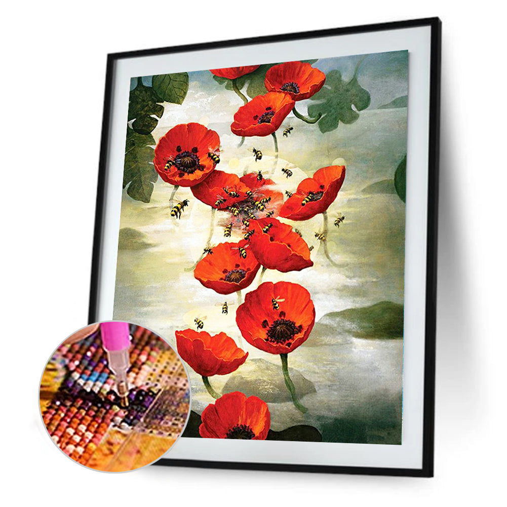 Ink Safflower - Full Round Drill Diamond Painting 30*40CM