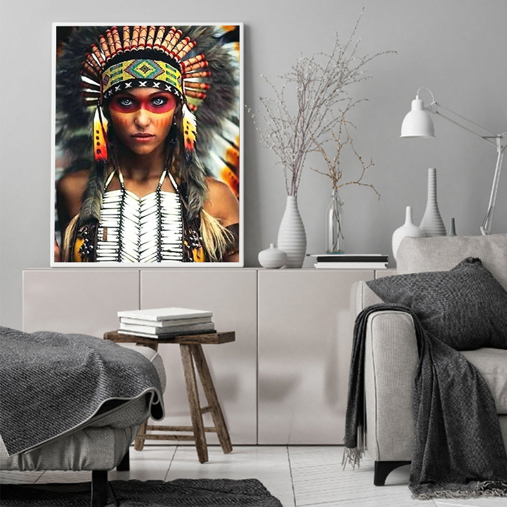 Indians - Full Round Drill Diamond Painting 50*60CM