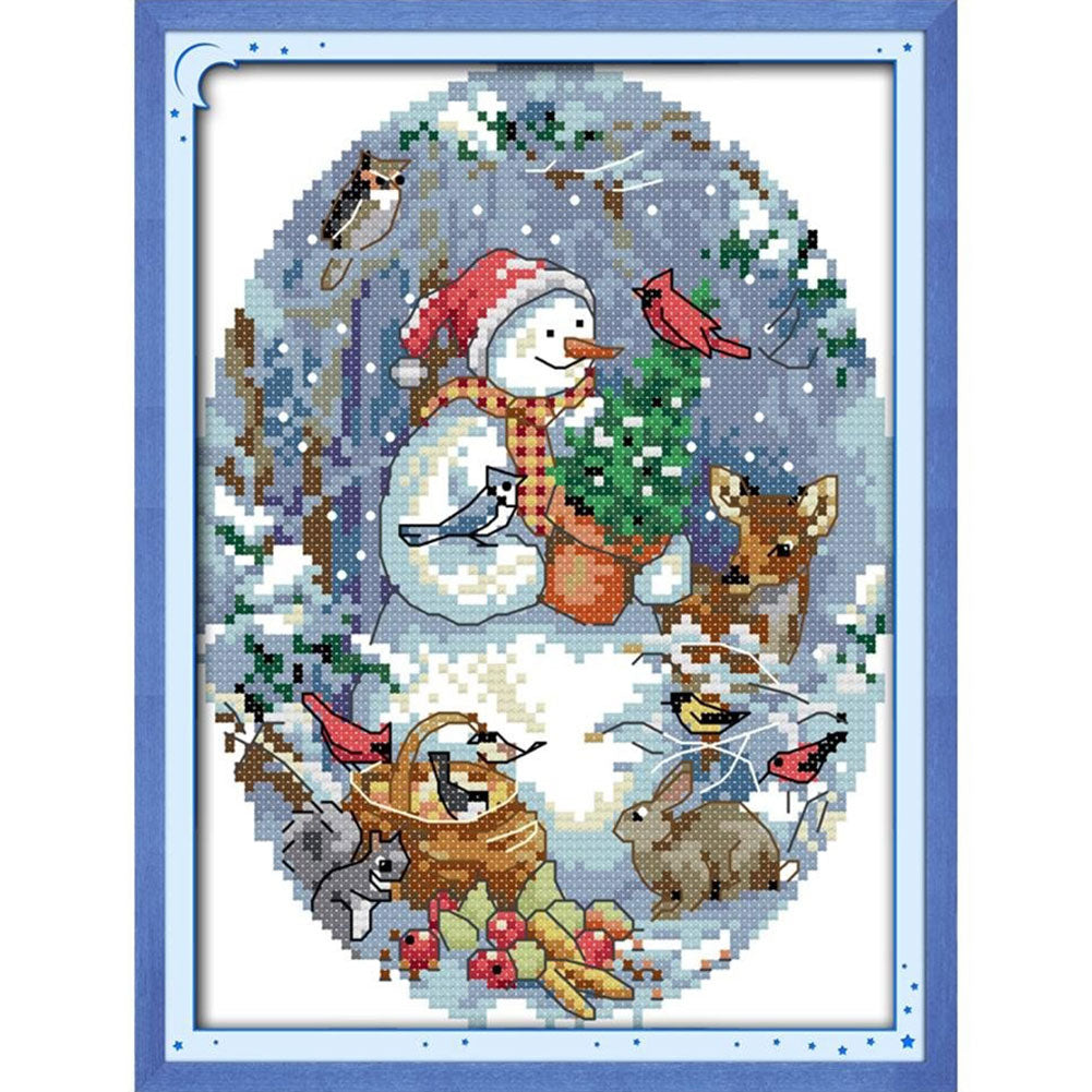 Snowman Friends - 14CT Counted Cross Stitch 18*22CM