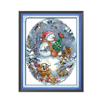 Snowman Friends - 14CT Counted Cross Stitch 18*22CM