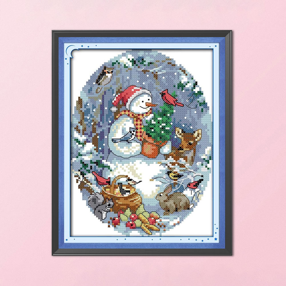 Snowman Friends - 14CT Counted Cross Stitch 18*22CM