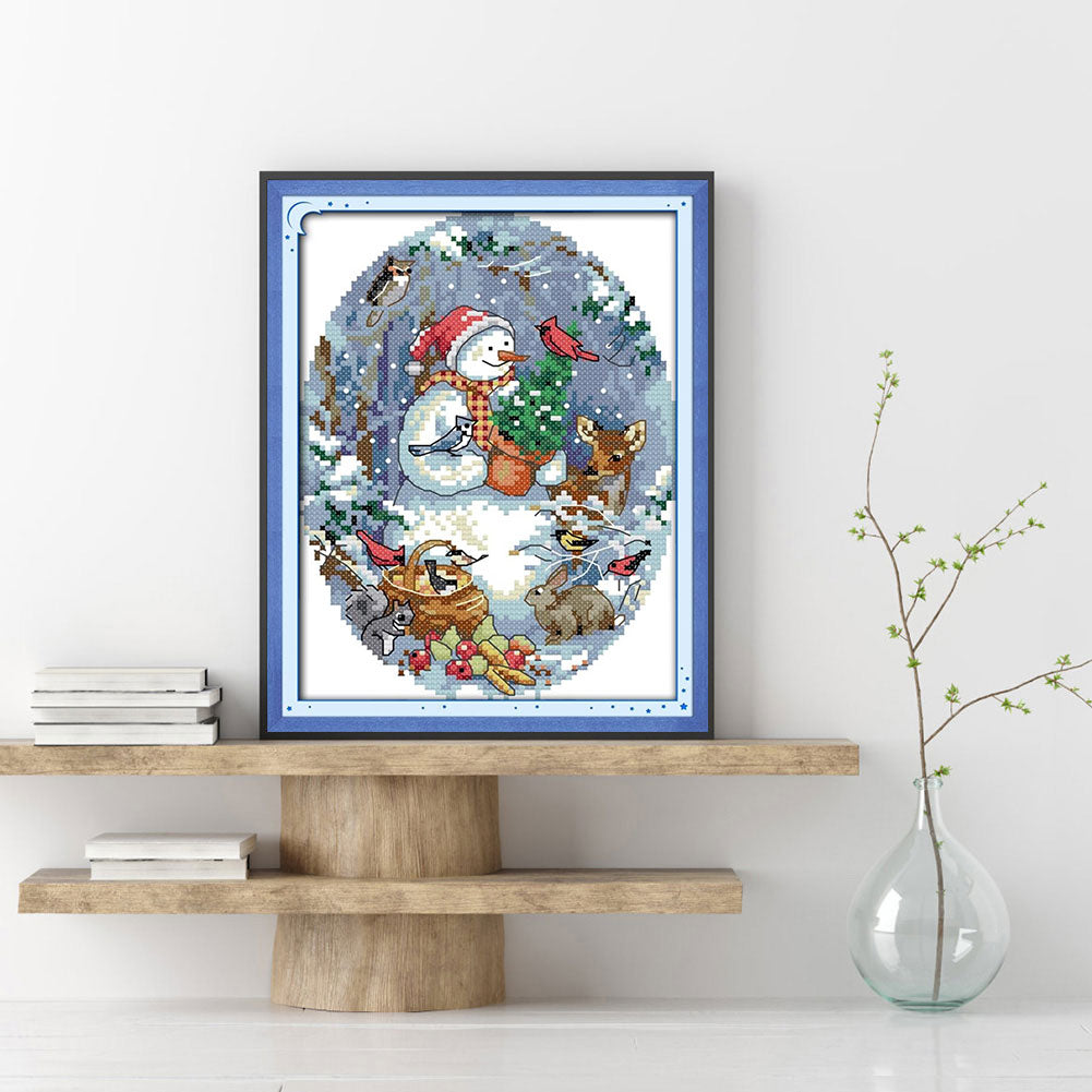 Snowman Friends - 14CT Counted Cross Stitch 18*22CM