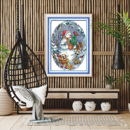 Snowman Friends - 14CT Counted Cross Stitch 18*22CM