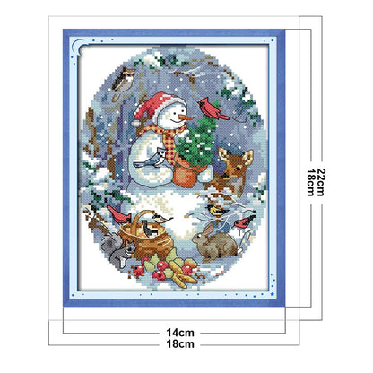 Snowman Friends - 14CT Counted Cross Stitch 18*22CM