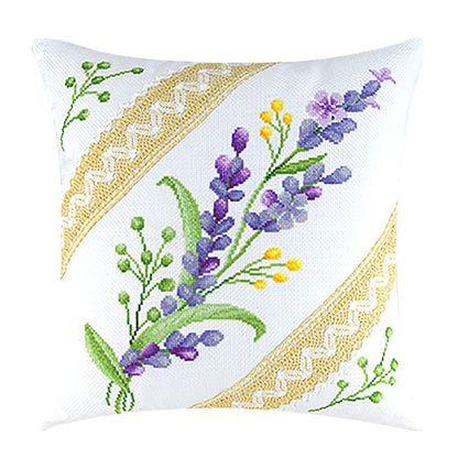 Cross Stitch Pillow Case 11CT Flower Printed DIY Embroidery Pillow Cover