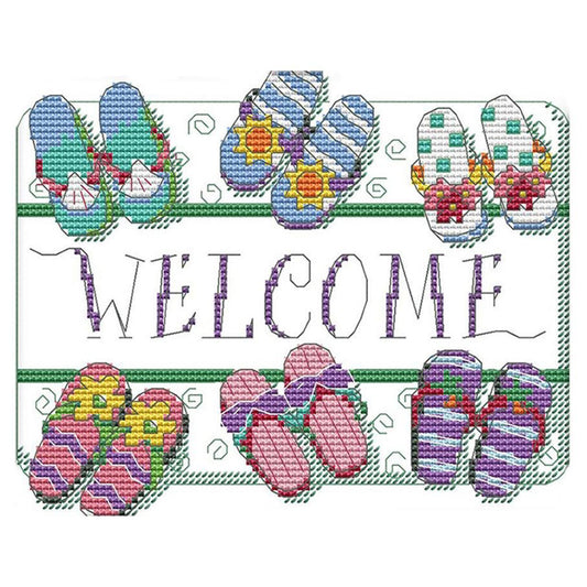 Welcome Sign - 14CT Counted Cross Stitch 21*18CM