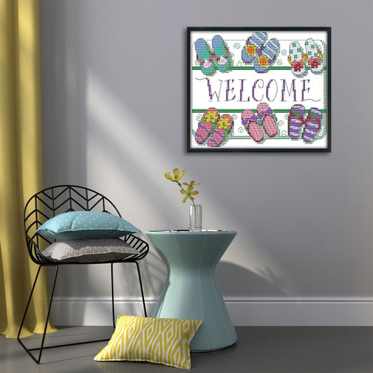 Welcome Sign - 14CT Counted Cross Stitch 21*18CM