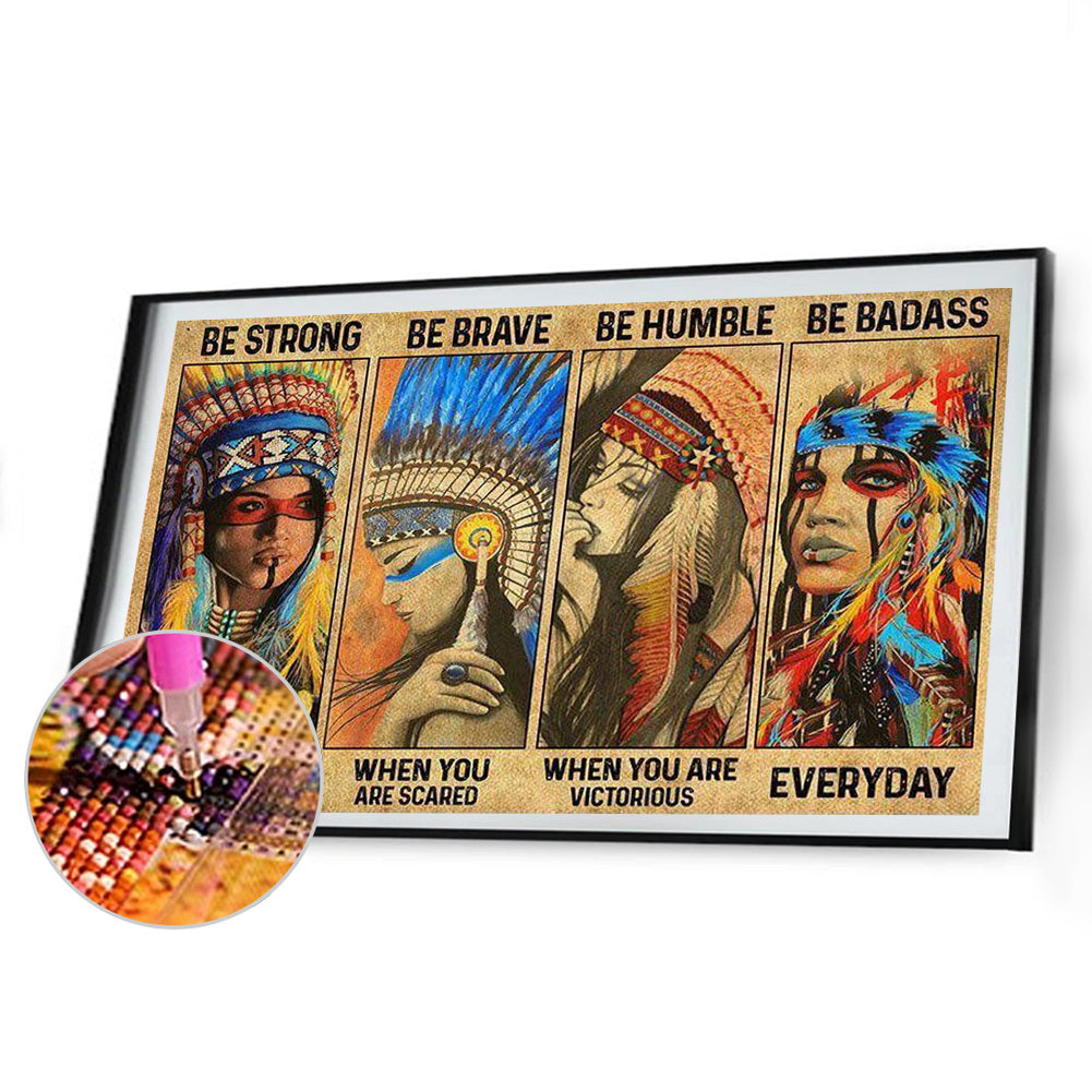 Ethnic Minority Woman Wood Panel Painting - Full Round Drill Diamond Painting 60*40CM