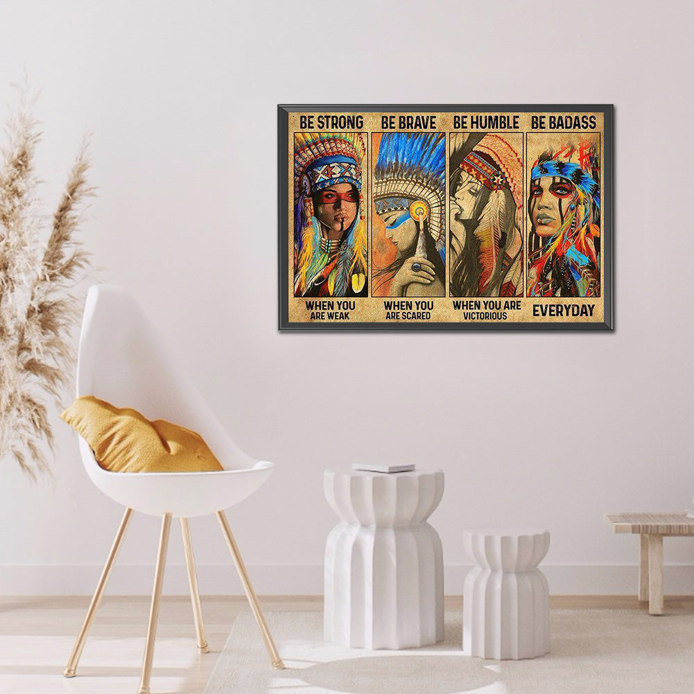 Ethnic Minority Woman Wood Panel Painting - Full Round Drill Diamond Painting 60*40CM