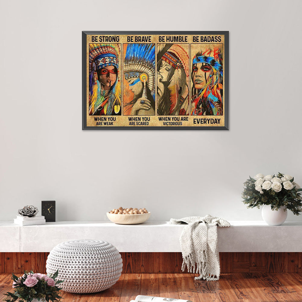 Ethnic Minority Woman Wood Panel Painting - Full Round Drill Diamond Painting 60*40CM