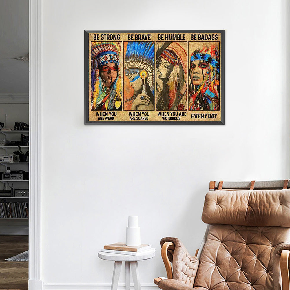 Ethnic Minority Woman Wood Panel Painting - Full Round Drill Diamond Painting 60*40CM