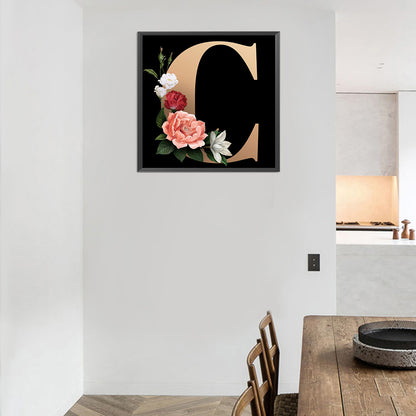 Dark Flower Letters - Full Round Drill Diamond Painting 40*40CM