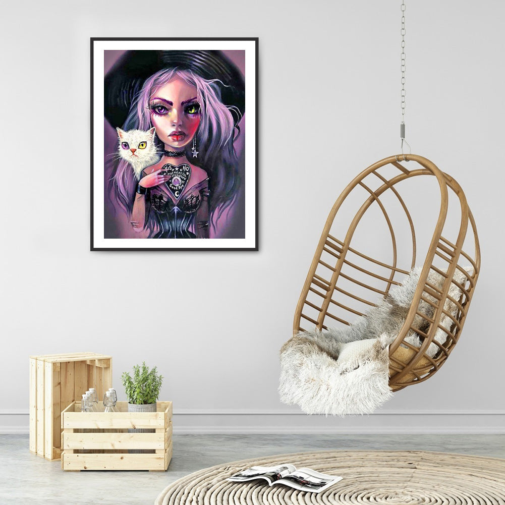 Heavy Makeup Woman - Full Round Drill Diamond Painting 30*40CM