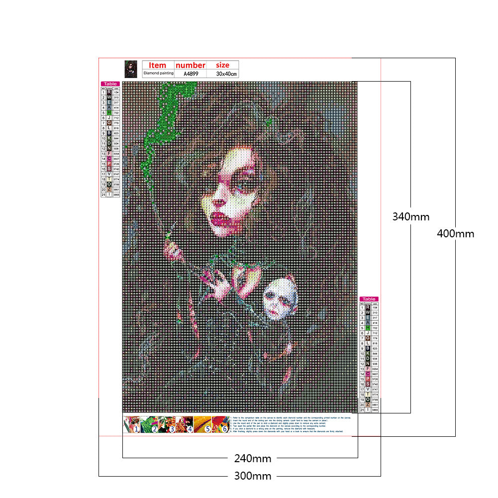 Heavy Makeup Woman - Full Round Drill Diamond Painting 30*40CM