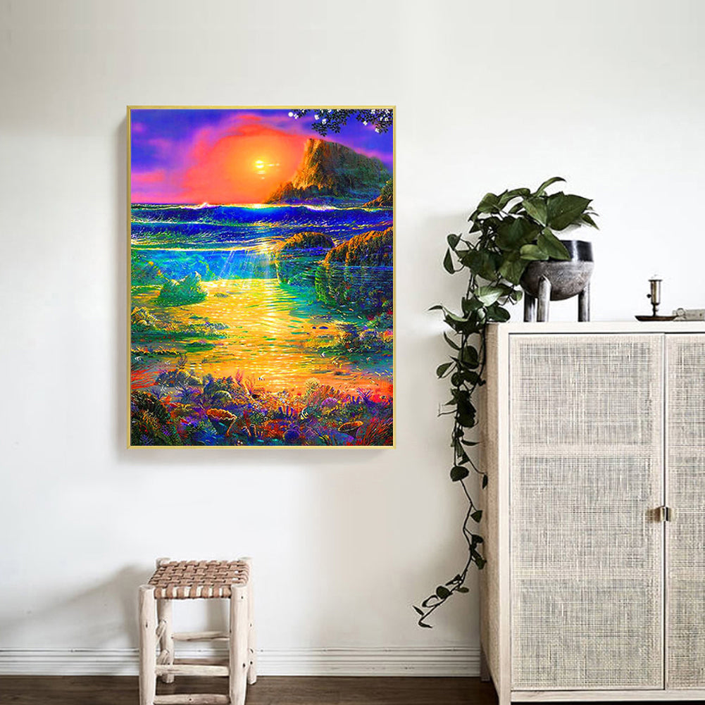 Sunset Waterfall - Full Square Drill Diamond Painting 50*60CM