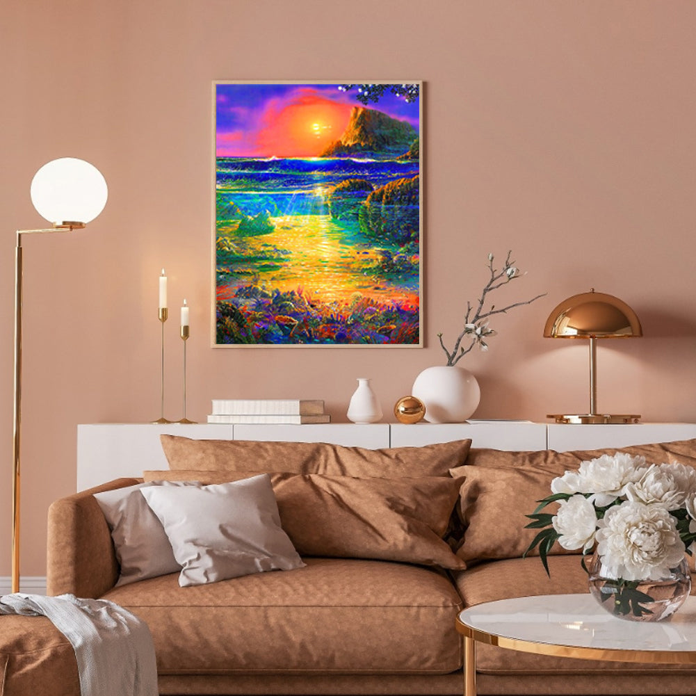 Sunset Waterfall - Full Square Drill Diamond Painting 50*60CM