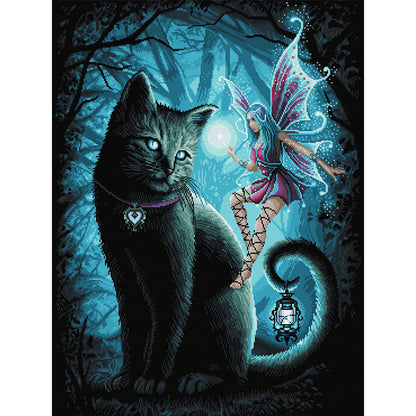 Cat And Angel - 11CT Stamped Cross Stitch 40*50CM