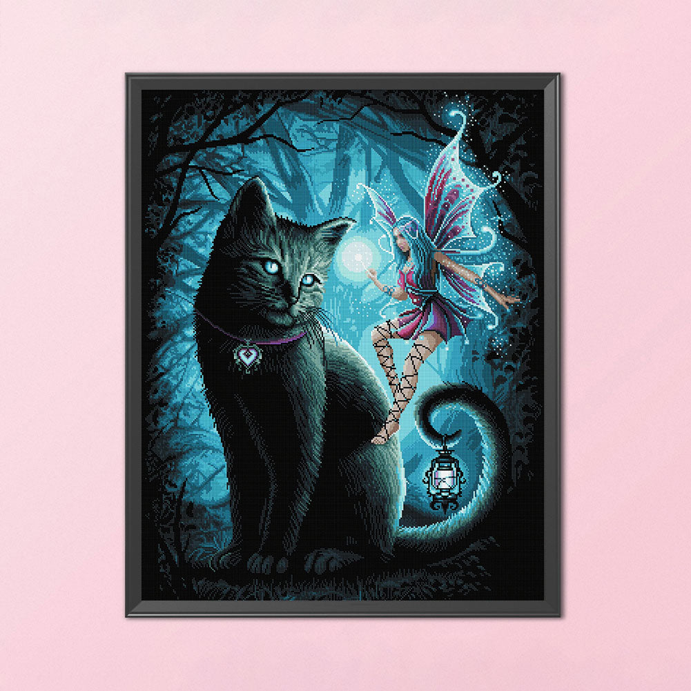 Cat And Angel - 11CT Stamped Cross Stitch 40*50CM