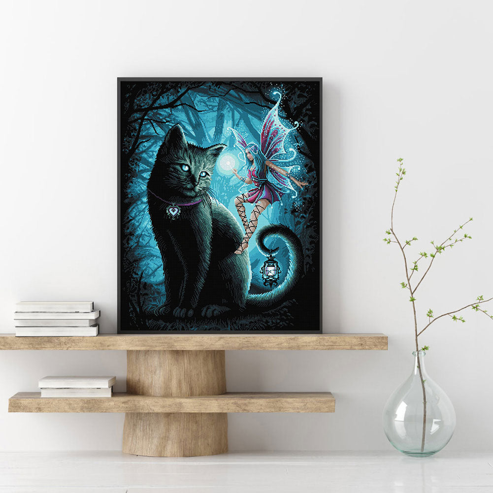 Cat And Angel - 11CT Stamped Cross Stitch 40*50CM