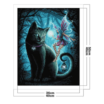 Cat And Angel - 11CT Stamped Cross Stitch 40*50CM