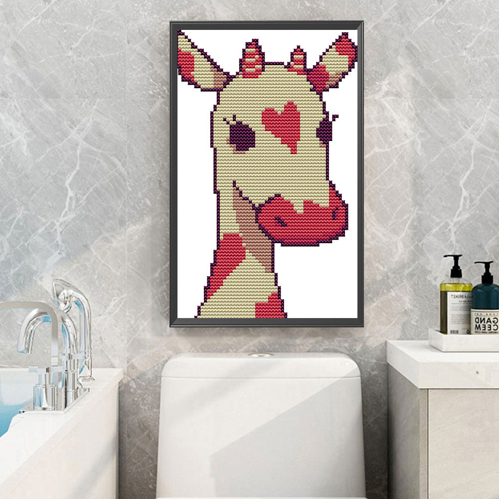 Love Giraffe - 14CT Stamped Cross Stitch 15*21CM(Joy Sunday)