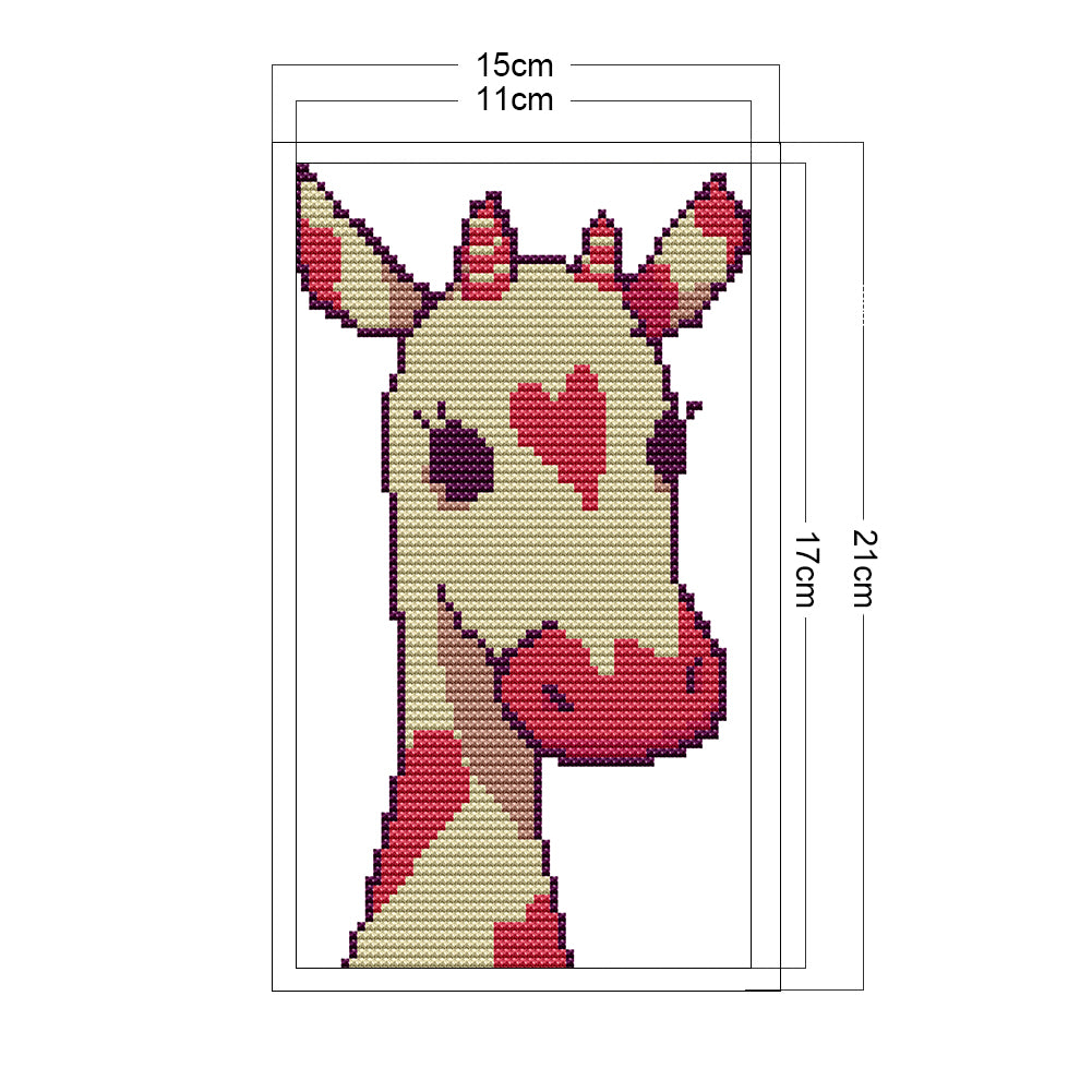 Love Giraffe - 14CT Stamped Cross Stitch 15*21CM(Joy Sunday)