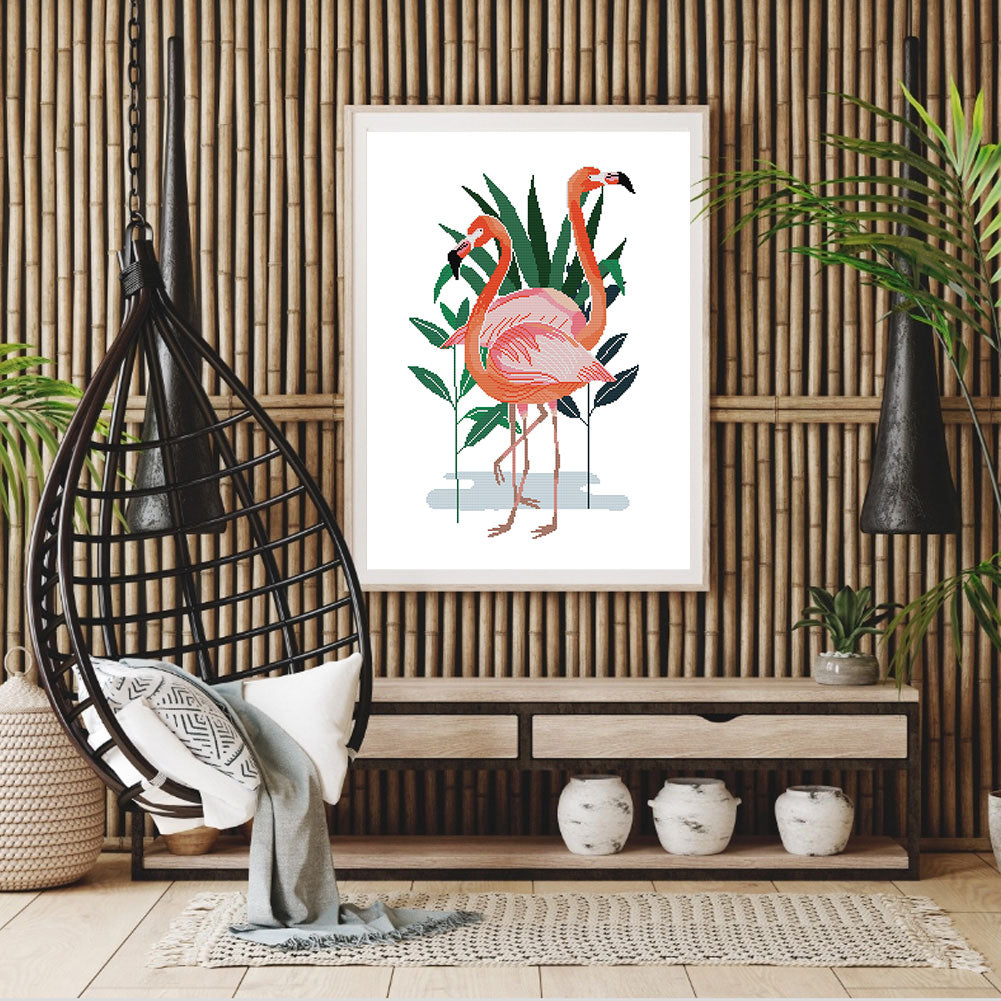 Flamingo Five - 14CT Stamped Cross Stitch 47*59CM(Joy Sunday)