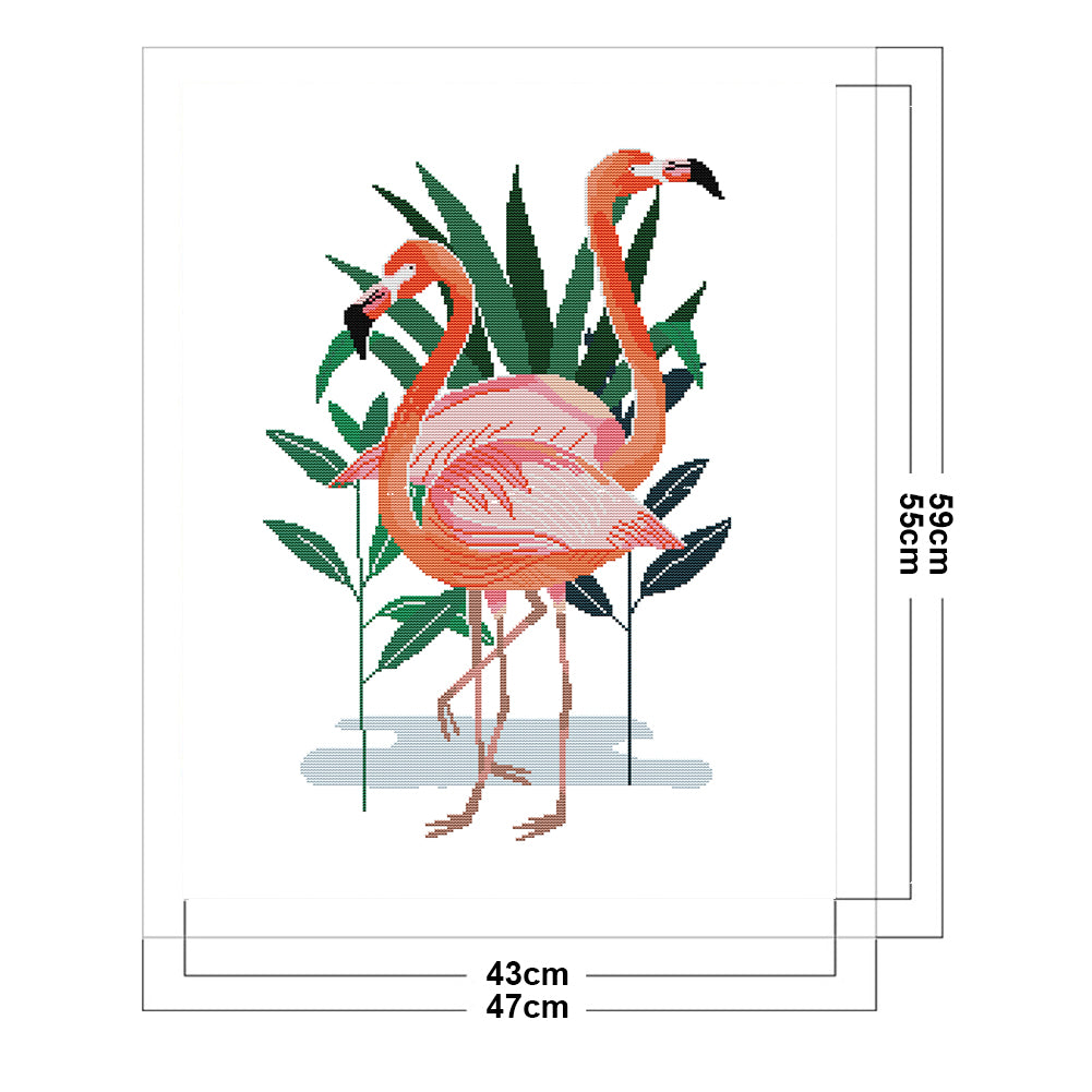 Flamingo Five - 14CT Stamped Cross Stitch 47*59CM(Joy Sunday)