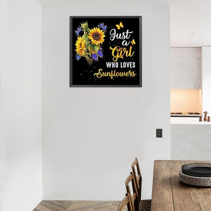 Sunflower In English - Full Round Drill Diamond Painting 30*30CM