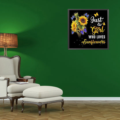 Sunflower In English - Full Round Drill Diamond Painting 30*30CM