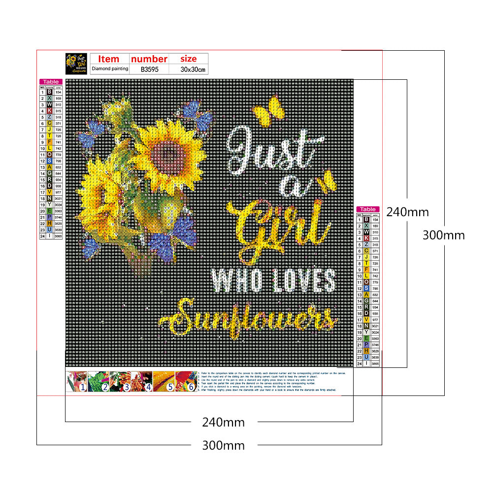 Sunflower In English - Full Round Drill Diamond Painting 30*30CM