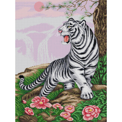 White Tiger Roaring - 14CT Stamped Cross Stitch 41*51CM(Joy Sunday)