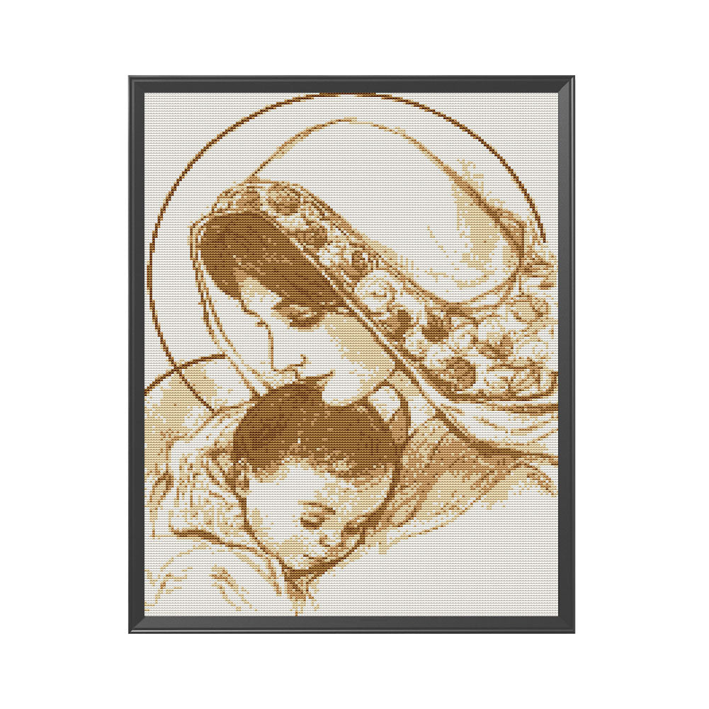 Mother And Son - 14CT Stamped Cross Stitch 35*46CM(Joy Sunday)