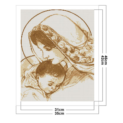 Mother And Son - 14CT Stamped Cross Stitch 35*46CM(Joy Sunday)