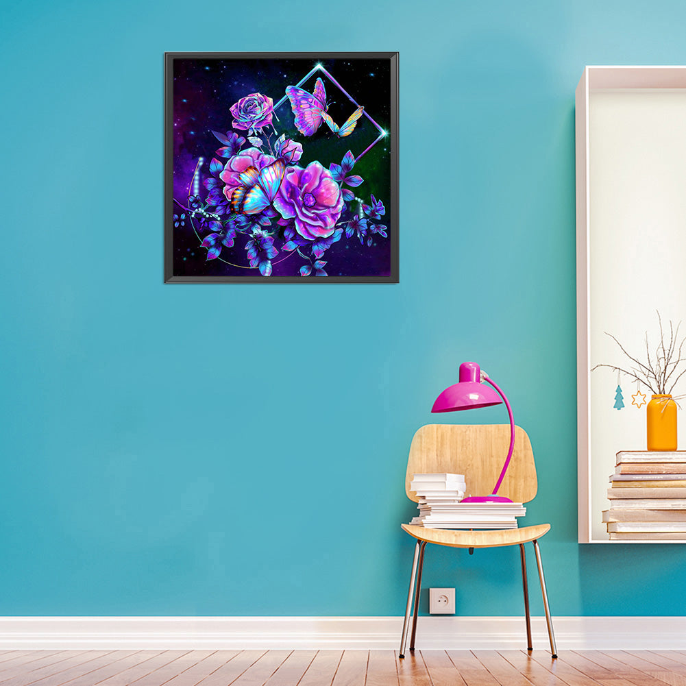 Flower Butterfly - Full Round Drill Diamond Painting 30*30CM