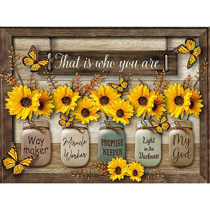 Sunflowers And Letters - 11CT Stamped Cross Stitch 50*40CM