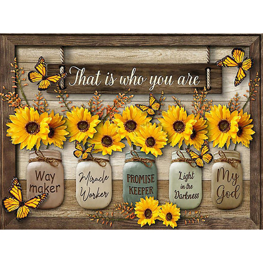 Sunflowers And Letters - 11CT Stamped Cross Stitch 50*40CM