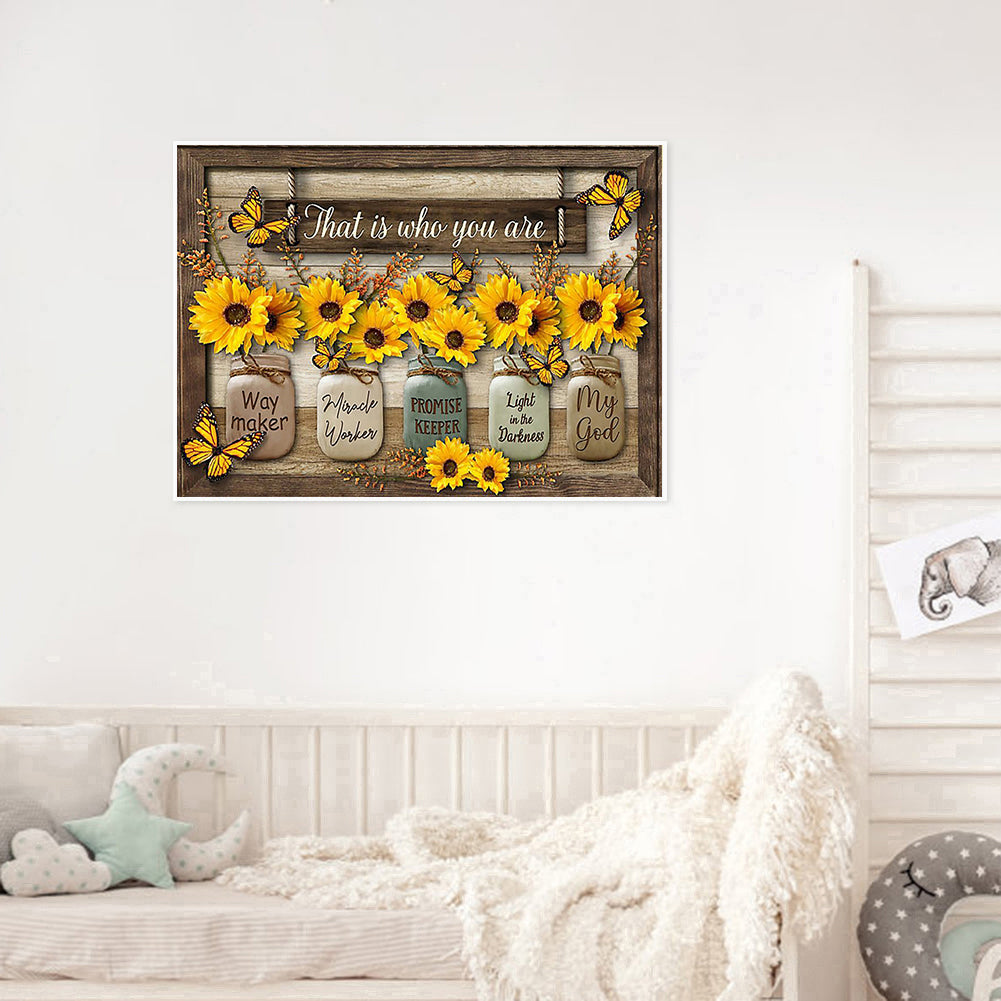 Sunflowers And Letters - 11CT Stamped Cross Stitch 50*40CM