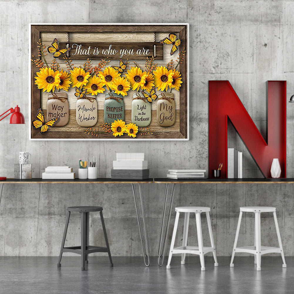 Sunflowers And Letters - 11CT Stamped Cross Stitch 50*40CM