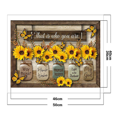 Sunflowers And Letters - 11CT Stamped Cross Stitch 50*40CM