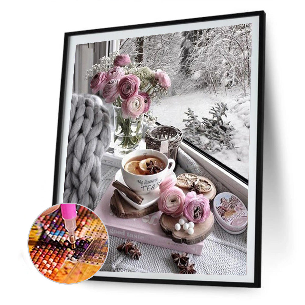 Flower - Full Round Drill Diamond Painting 30*40CM