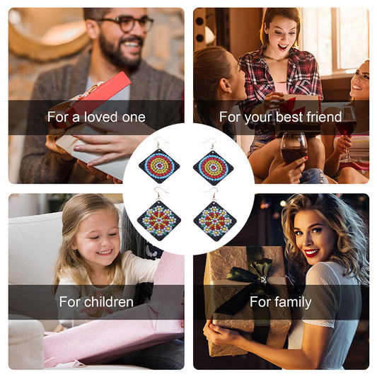 5D DIY Diamond Painting Earrings Kit Double-sided Drill Drop Earrings Gifts