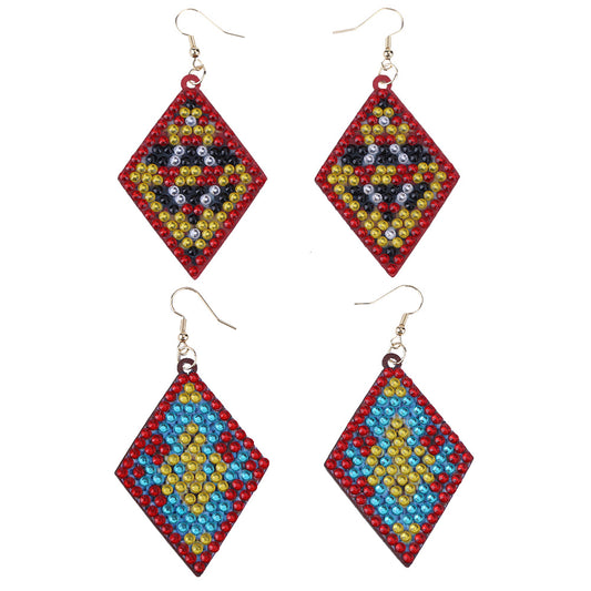 5D DIY Diamond Painting Earrings Kit Double-sided Drill Drop Earrings Gifts