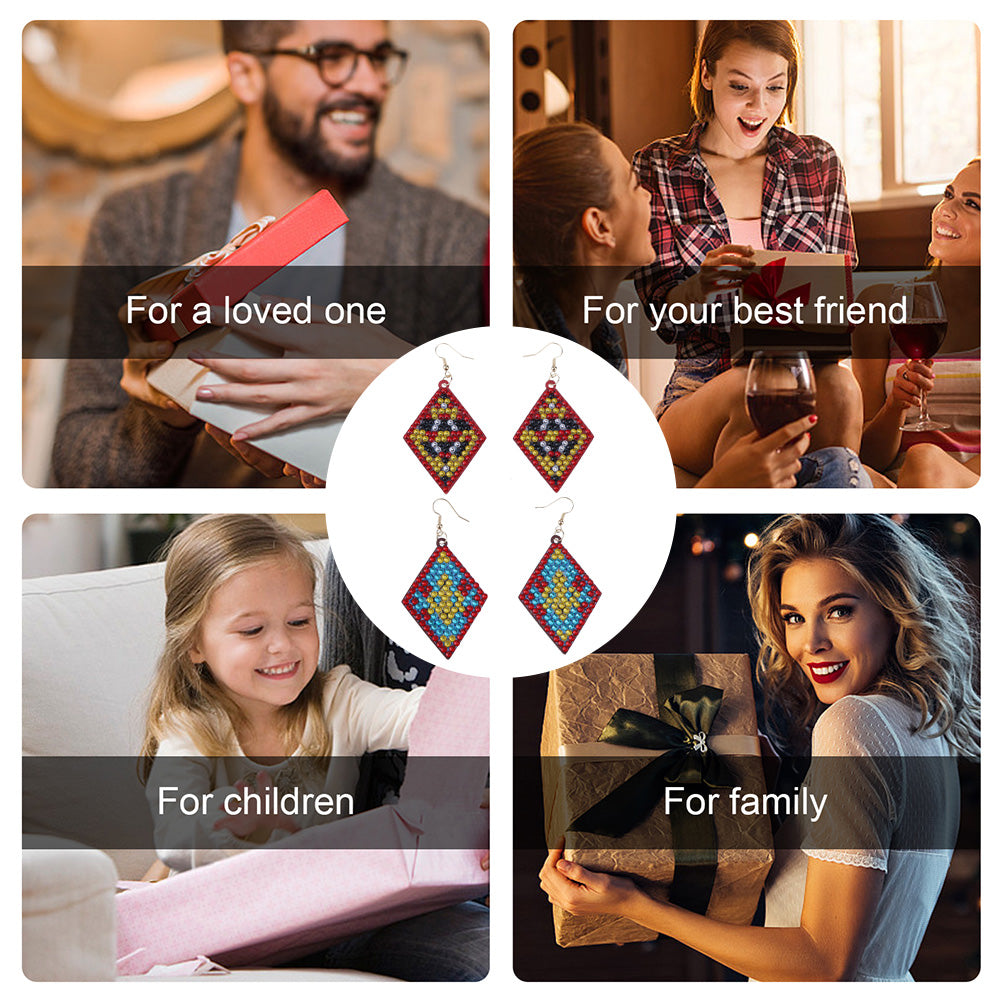 5D DIY Diamond Painting Earrings Kit Double-sided Drill Drop Earrings Gifts