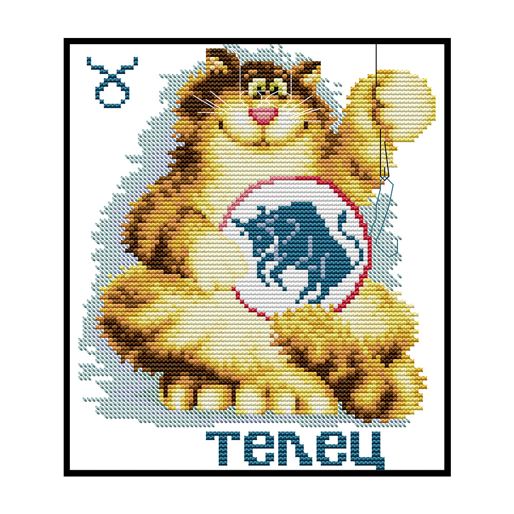 Fat Cat - 14CT Stamped Cross Stitch 21*25CM