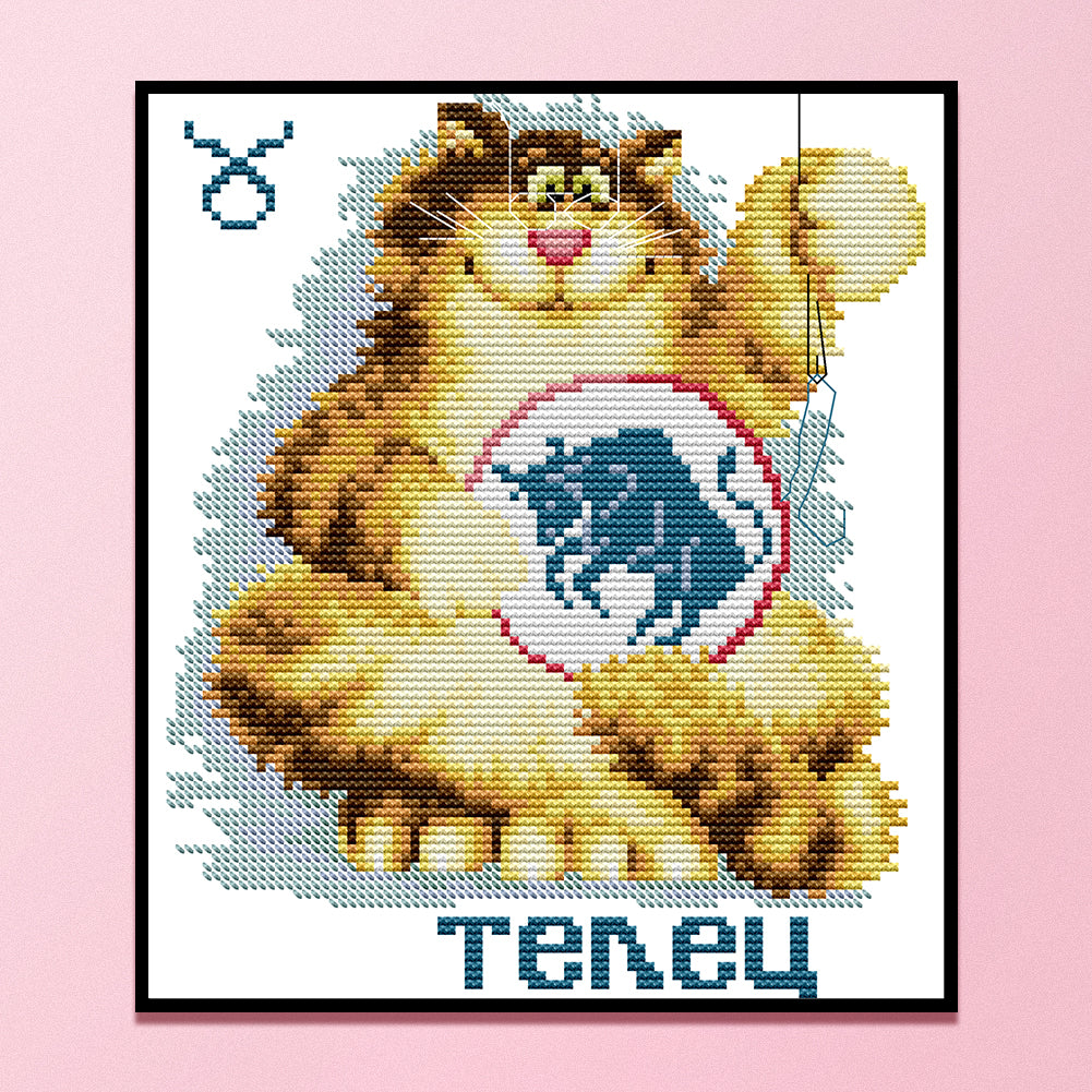 Fat Cat - 14CT Stamped Cross Stitch 21*25CM