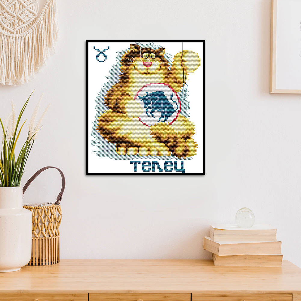 Fat Cat - 14CT Stamped Cross Stitch 21*25CM