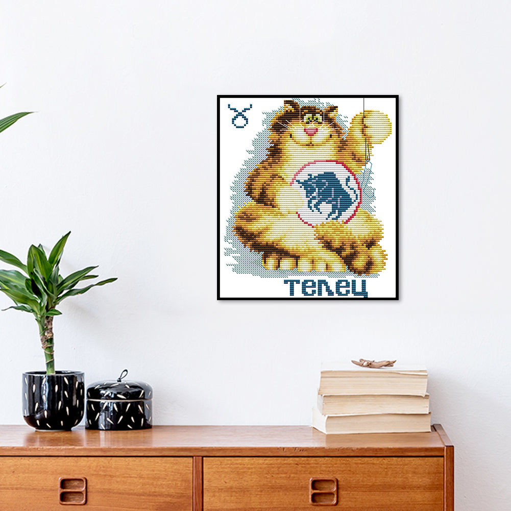 Fat Cat - 14CT Stamped Cross Stitch 21*25CM