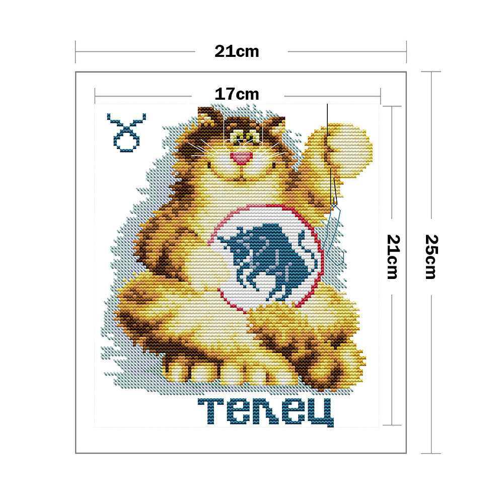 Fat Cat - 14CT Stamped Cross Stitch 21*25CM